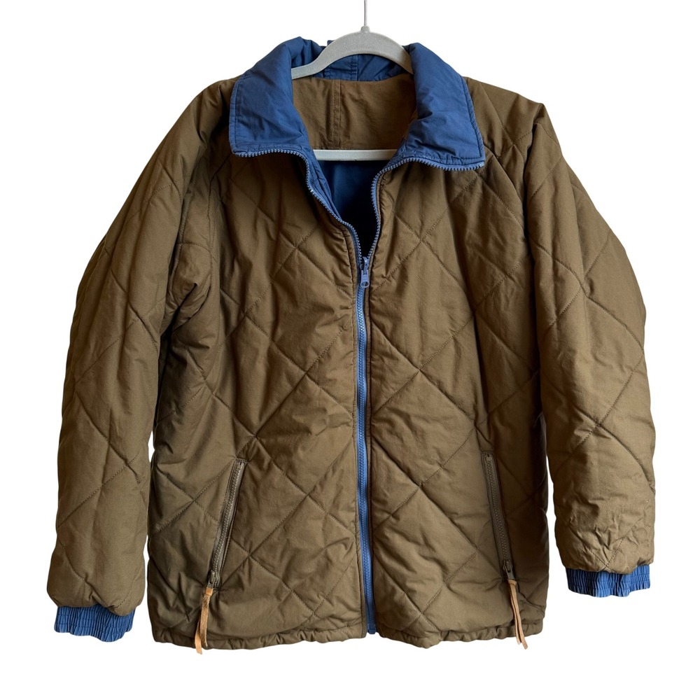 Columbia Reversible Quilted Jacket Womens L Brown Blue Insulated Gorpcore VTG